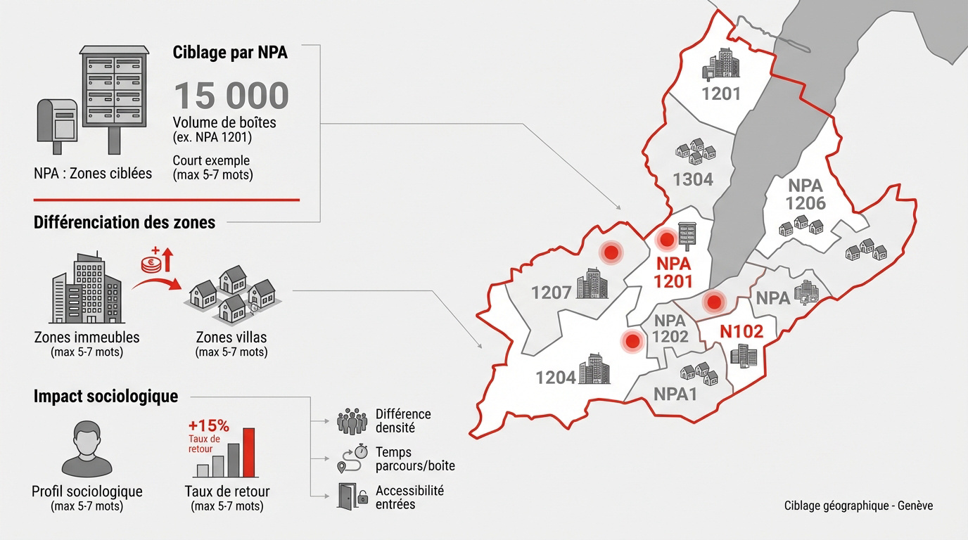 Infographie du ciblage géographique par NPA à Genève