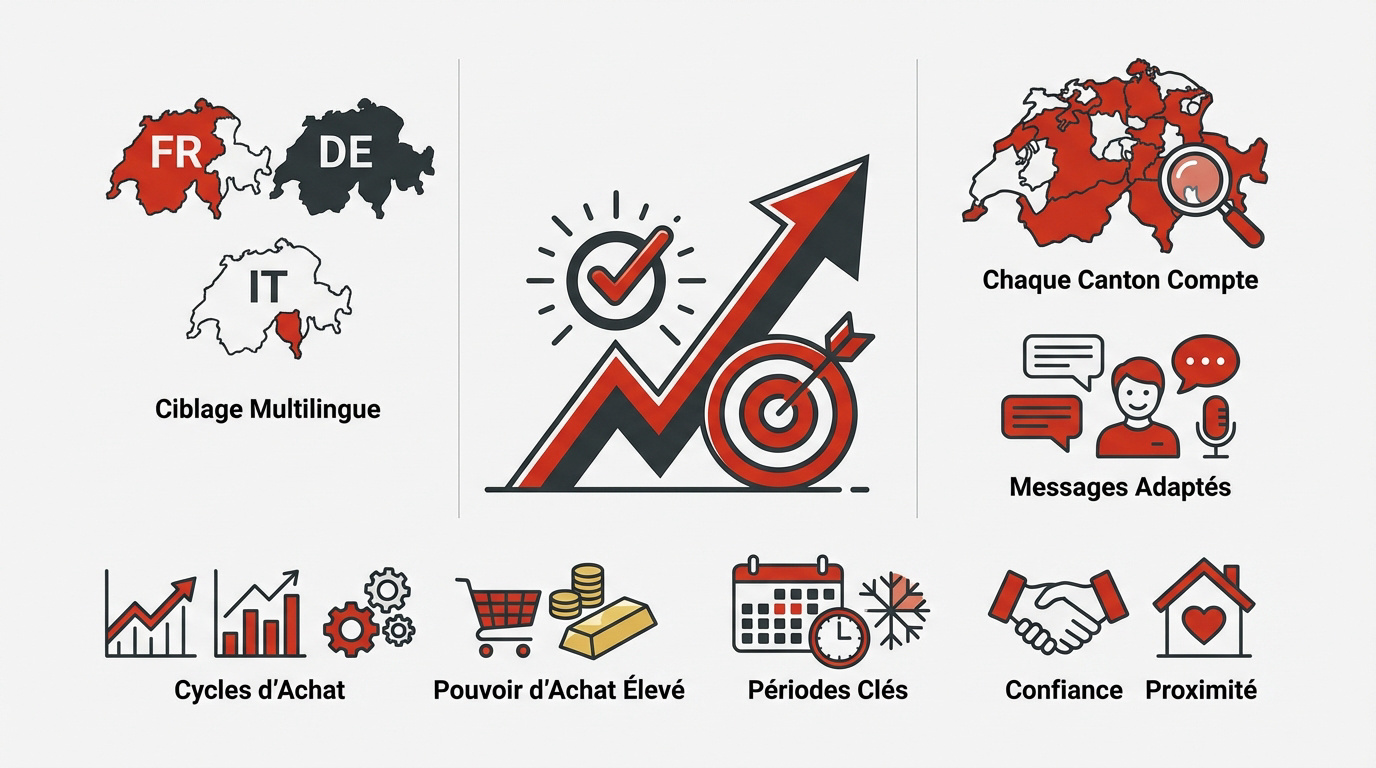 Infographie ciblage Google Ads Suisse