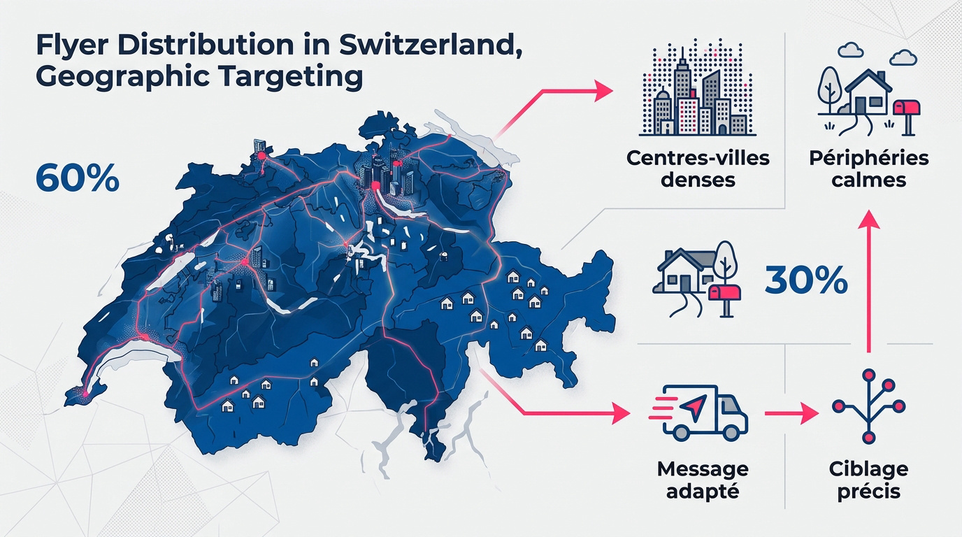 Distribution stratégique de flyers en Suisse selon les zones géographiques