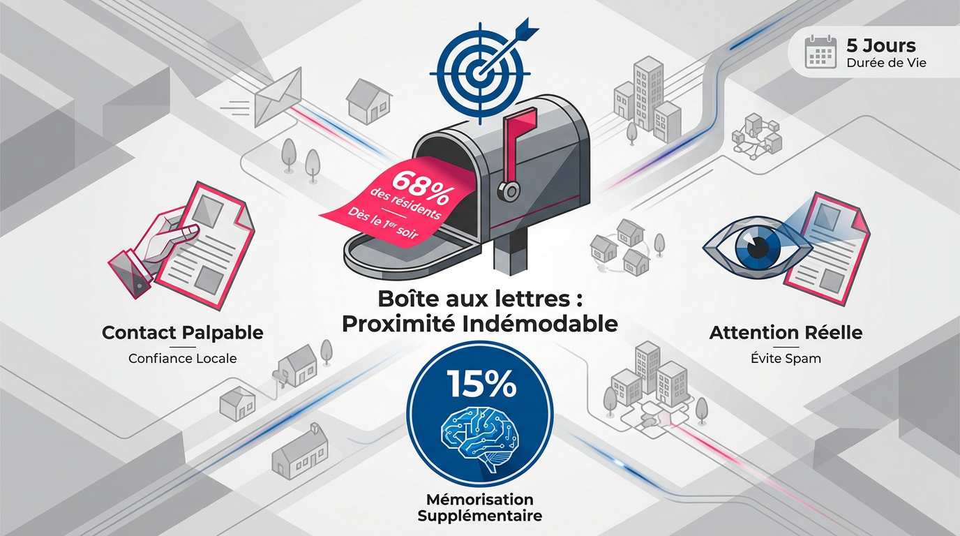 Infographie démontrant l'impact et la mémorisation de la publicité en boîte aux lettres